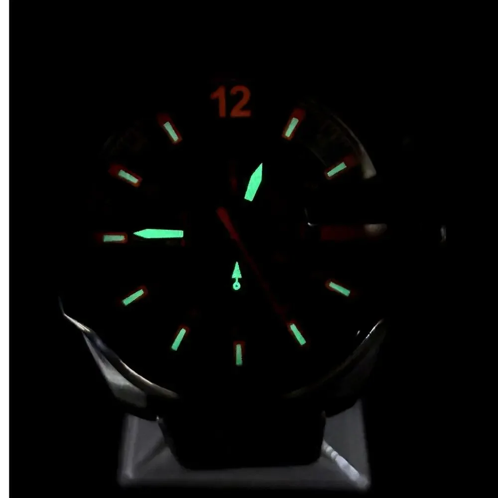 Diesel Mega Chief DZ4291 Black Orange Chronograph Leather Men's Watch 51mm